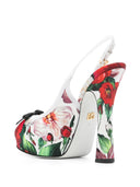 Dolce & Gabbana Floral Printed Satin Slingbacks
