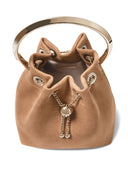 Jimmy Choo Toffee Suede Bag With Pearl Closure