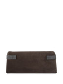 Brunello Cucinelli Essence pouch bag in suede with precious bands