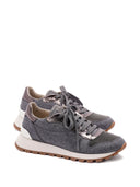Brunello Cucinelli Virgin wool flannel and lamé calfskin runners