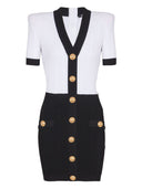 Balmain Two-tone twisted knit bodycon dress