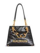 Balmain 1945 Soft PB-monogrammed crinkled small leather tote bag