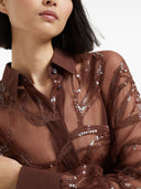 Brunello Cucinelli Crispy silk shirt with dazzling floral embroidery