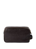 Brunello Cucinelli Textured grain leather beauty case with double zip