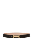 Victoria Beckham Jumbo Frame Belt In Black Grained Leather