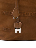 Hogan Pre Medium Script embossed-logo suede tote bag
