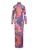 Pucci Rollkragenkleid mit Wirbelmuster
