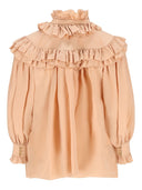 Top amplio con volantes de crêpe de chine de Chloé