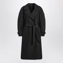 Gabardina negra cruzada con cinturón Moncler X Edward Enninful