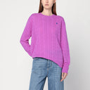 Suéter de punto trenzado morado de lana y cachemira Polo Ralph Lauren