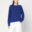 Suéter de punto trenzado azul cobalto de lana y cachemira Polo Ralph Lauren