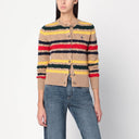 Cárdigan de punto trenzado a rayas beige Polo Ralph Lauren