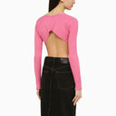 JACQUEMUS La Maille Pralu pink cropped cardigan Jacquemus