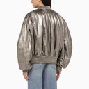 The Attico Anya silver leather bomber jacket