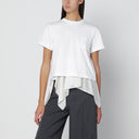 Sacai White T-shirt with écru insert