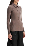 The Attico faded mud long sleeve vertical striped t-shirt