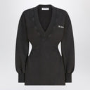 The Attico Washed-effect black mini dress with logo