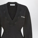 The Attico Washed-effect black mini dress with logo