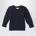 Polo Ralph Lauren marineblauer Baumwollpullover mit Zopfmuster