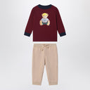 Polo Ralph Lauren Two-piece Polo Bear set in burgundy/beige