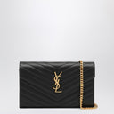 Saint Laurent Black Cassandre chain clutch bag