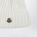 Moncler White wool beanie with pompom
