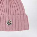 Moncler Pink wool beanie with pompom
