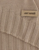 Elegant Beige Knitted Crew Neck Sweater