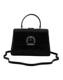 Black Leather Top Handle Shoulder Bag