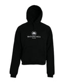 Black Cotton Logo Hooded Pullover Sweatshirt Sweater Balenciaga