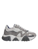 Grey Leather Neoprene Chunky Low Top Squalo Sneakers Shoes Versace