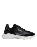 Black Canvas Quad Fabric Medusa Low Top Sneaker Shoes Versace