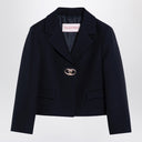 Valentino Single-breasted navy wool crop jacket