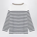 Valentino Ivory/navy striped jersey with embroidery Valentino