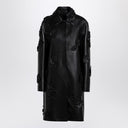 Valentino Black leather coat with embroidery
