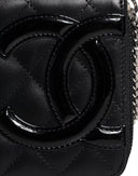 Black Quilted Leather Logo CC Continental Zip Wallet
