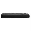 Black Quilted Leather Logo CC Continental Zip Wallet