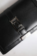Black Calfskin Leather Chain Strap Shoulder Crossbody Bag