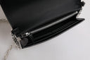 Black Calfskin Leather Chain Strap Shoulder Crossbody Bag