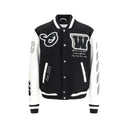 Leather and wool varsity Bomber