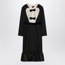 Valentino Black midi wool dress with bows