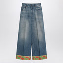 Valentino Blue washed jeans with jacquard bottoms
