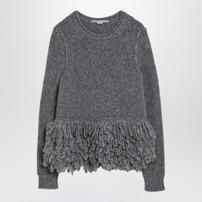 Stella McCartney grauer Wollpullover mit Federn-Einsatz
