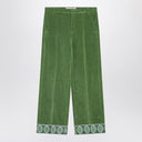 Valentino Green velvet trousers with jacquard hem