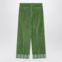 Valentino Green velvet trousers with jacquard hem