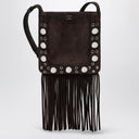 Valentino Garavani Nellcôte brown suede bag with fringes and studs
