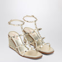 Valentino Garavani Rockstud wedge sandals in platinum color