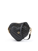 Black Leather Mini Heart Crossbody Bag