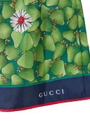 Green Flower Printed Silk Shorts