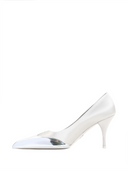 Satin And Metallic Silver Leather Pumps Prada